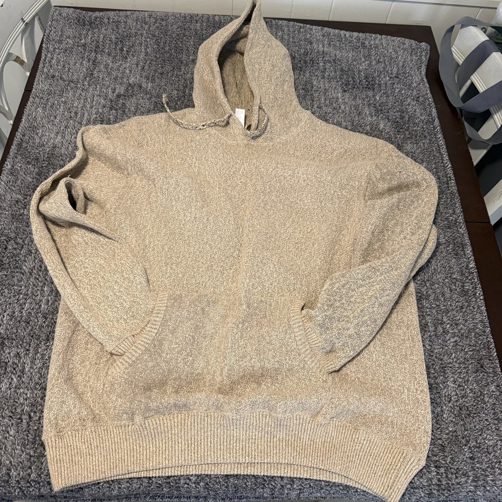 Fleece Factory Pullover Hoodie Men's XL Beige Speckled Heavyweight Sweatshirt